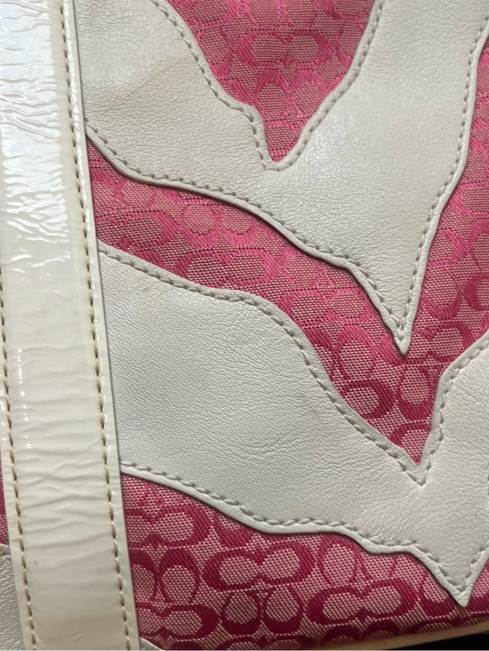 Coach Vintage Zebra Patchwork Limited Edition White & Pink Mini Cs Gallery Tote - Picture 13 of 15